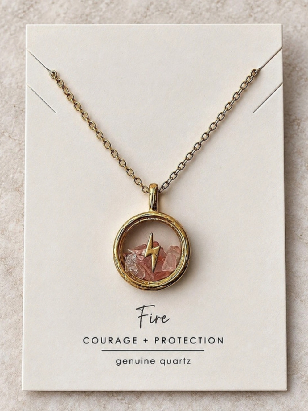 Bella Uno Gold Fire Quartz Shaker Necklace Women 16" Minimalist Celestial Boho